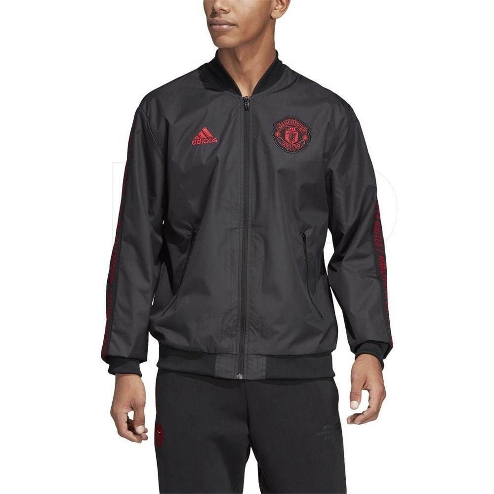 Adidas Vintage Rare Manchester United Nylon Glanz Anthem Jacket Black Red M